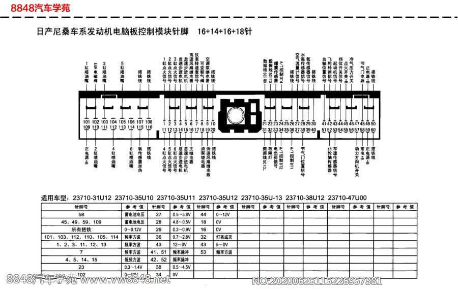 日产尼桑车系发动机电脑板针脚16+14+16+18针（6）